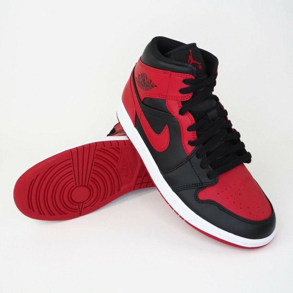 NIKE Air Jordan 1 Mid Banned 2020 Mens Shoes Red - Picture 11 of 12
